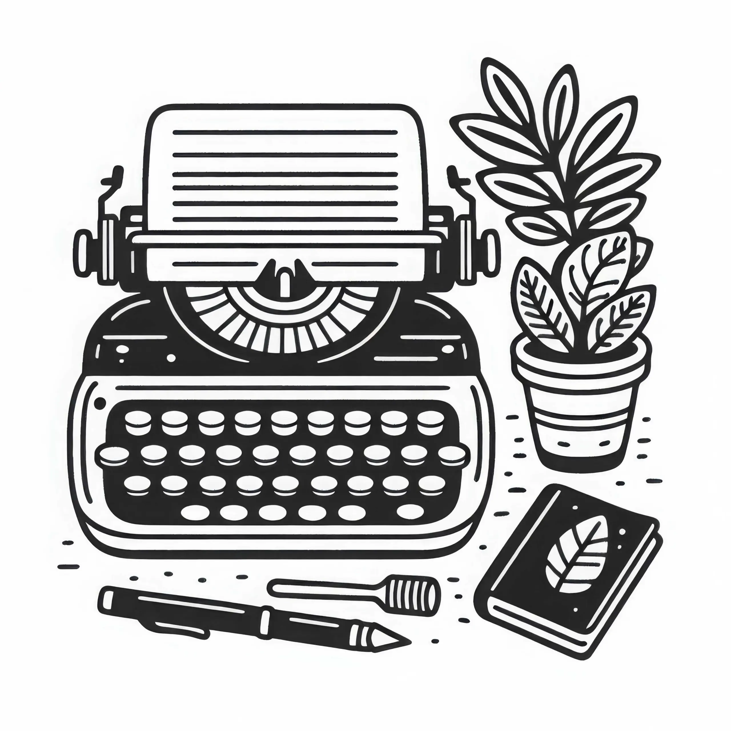 Schreibmaschine eines Schriftstellers als Ausmalbild kostenlos