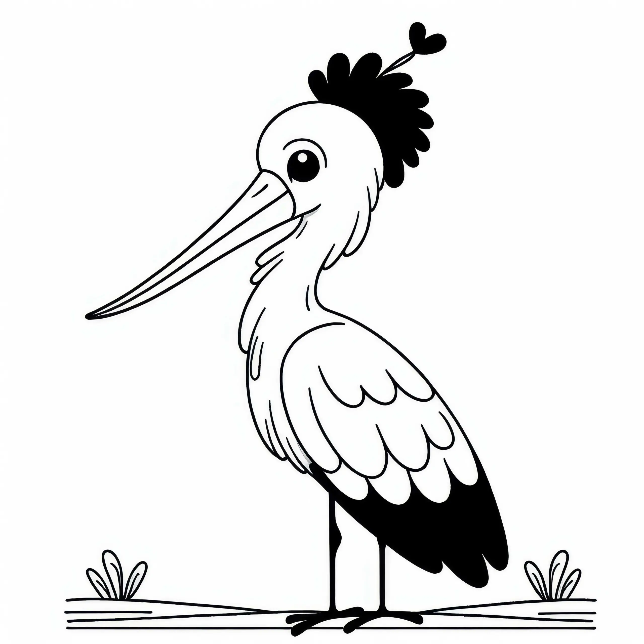 Schreikranich Jabiru Vogel in Südamerika – Malvorlage kostenlos (Ausmalbild)