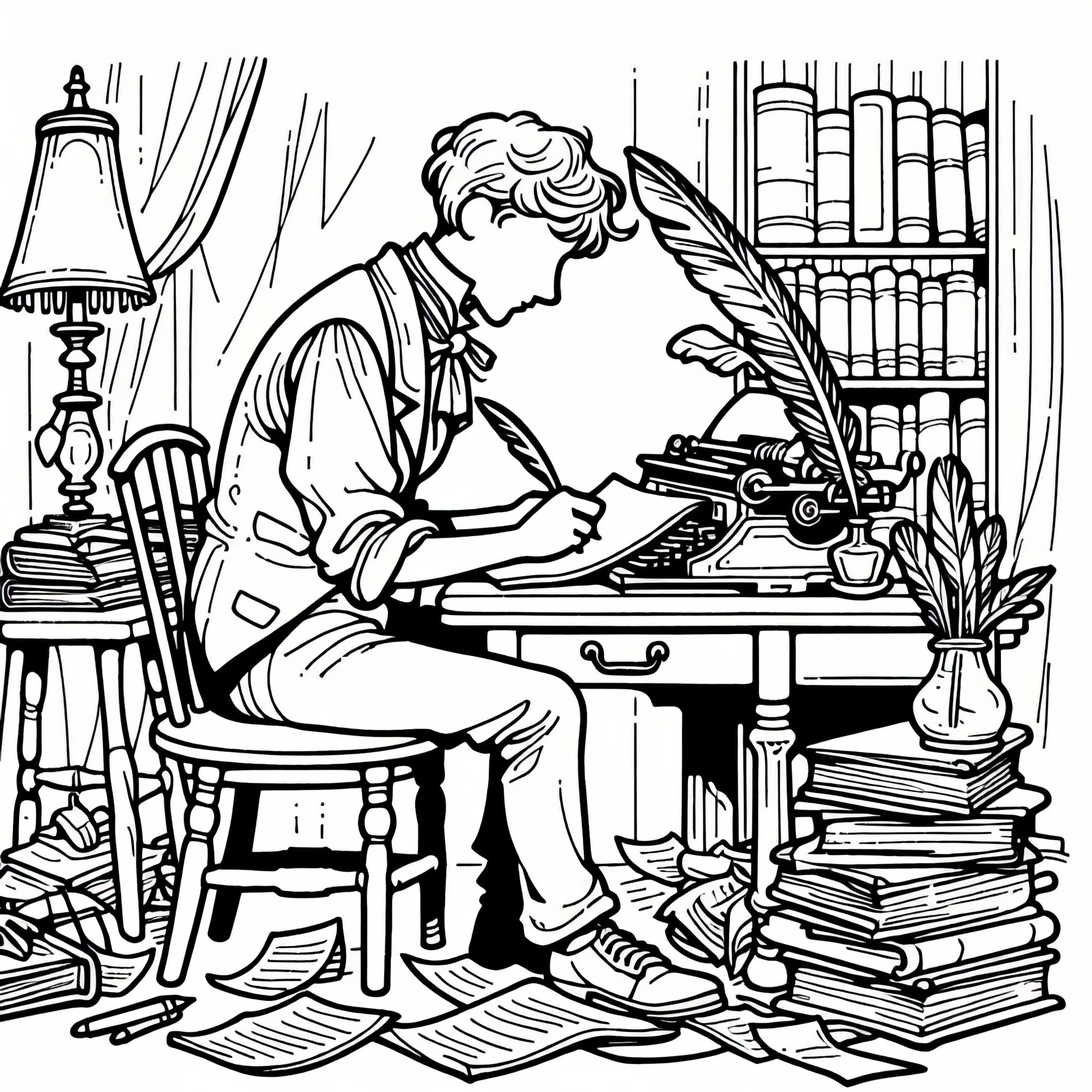 Schriftsteller Ausmalbild Gratis