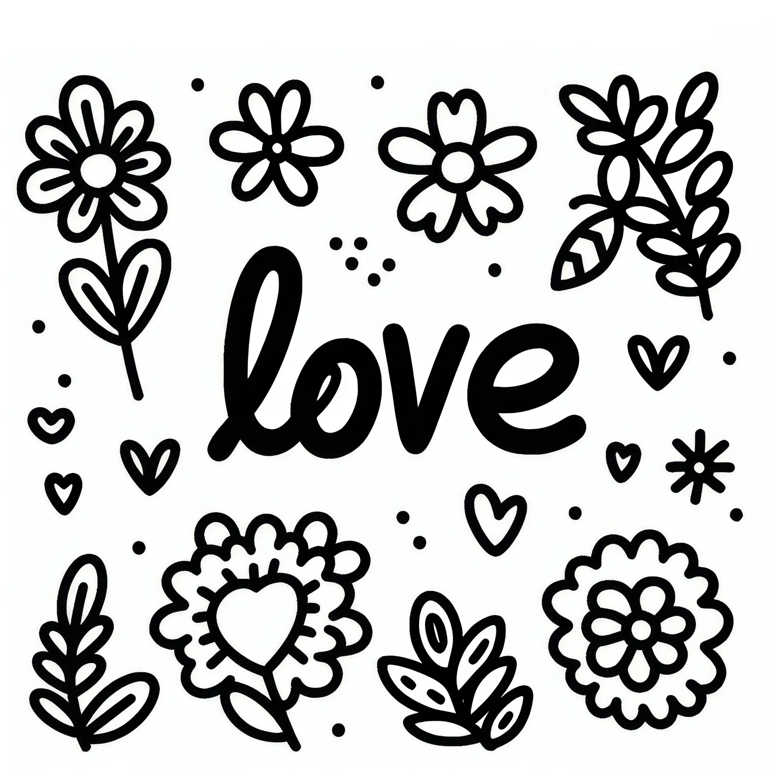 Schriftzug Liebe zum Valentinstag: Einfach Malvorlage (Gratis) (Ausmalbild)