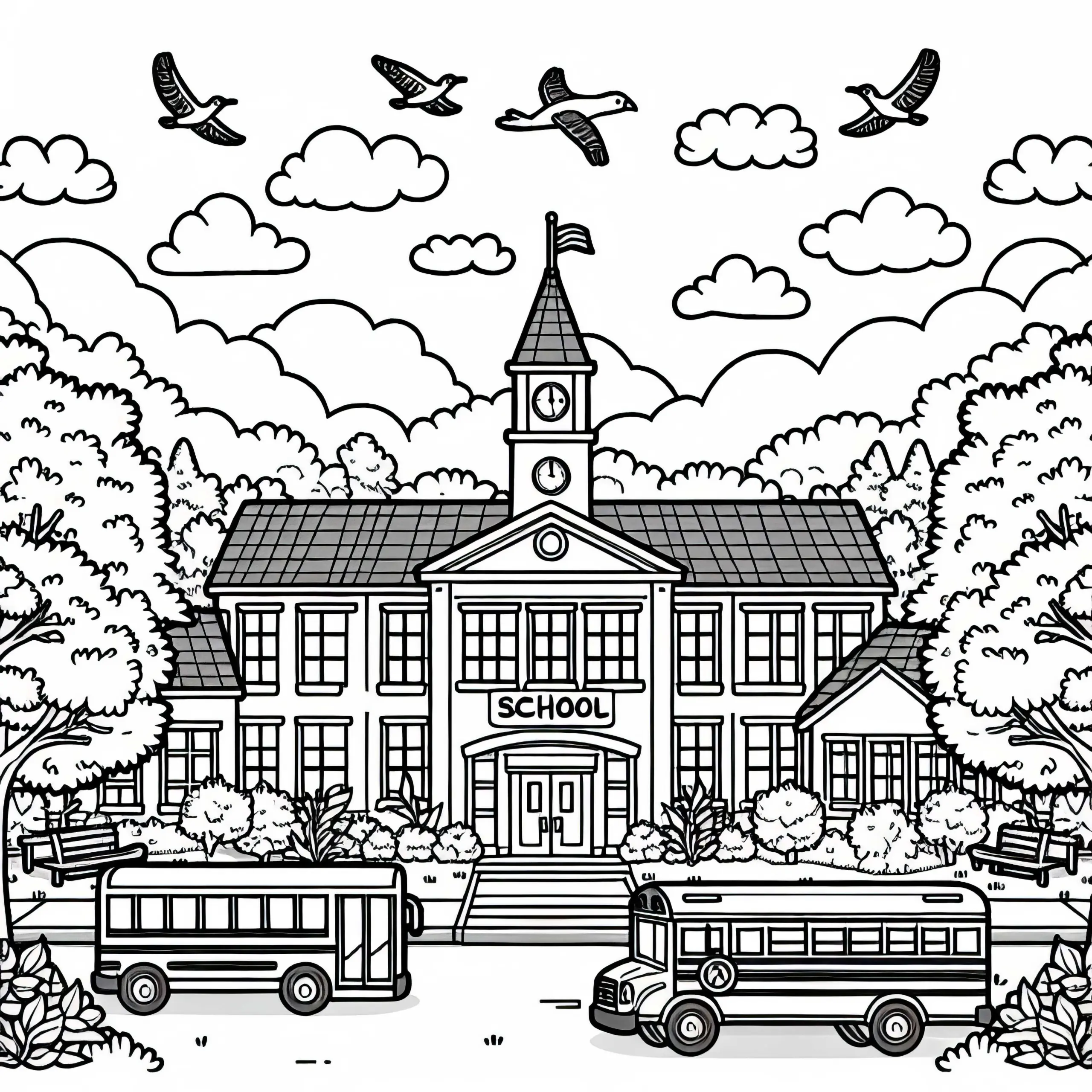 Schule Ausmalbild kostenlos als Download