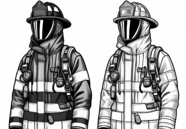 Ausmalbild eines Schutzanzugs für Feuerwehrmann – Detailreich und Kostenlos