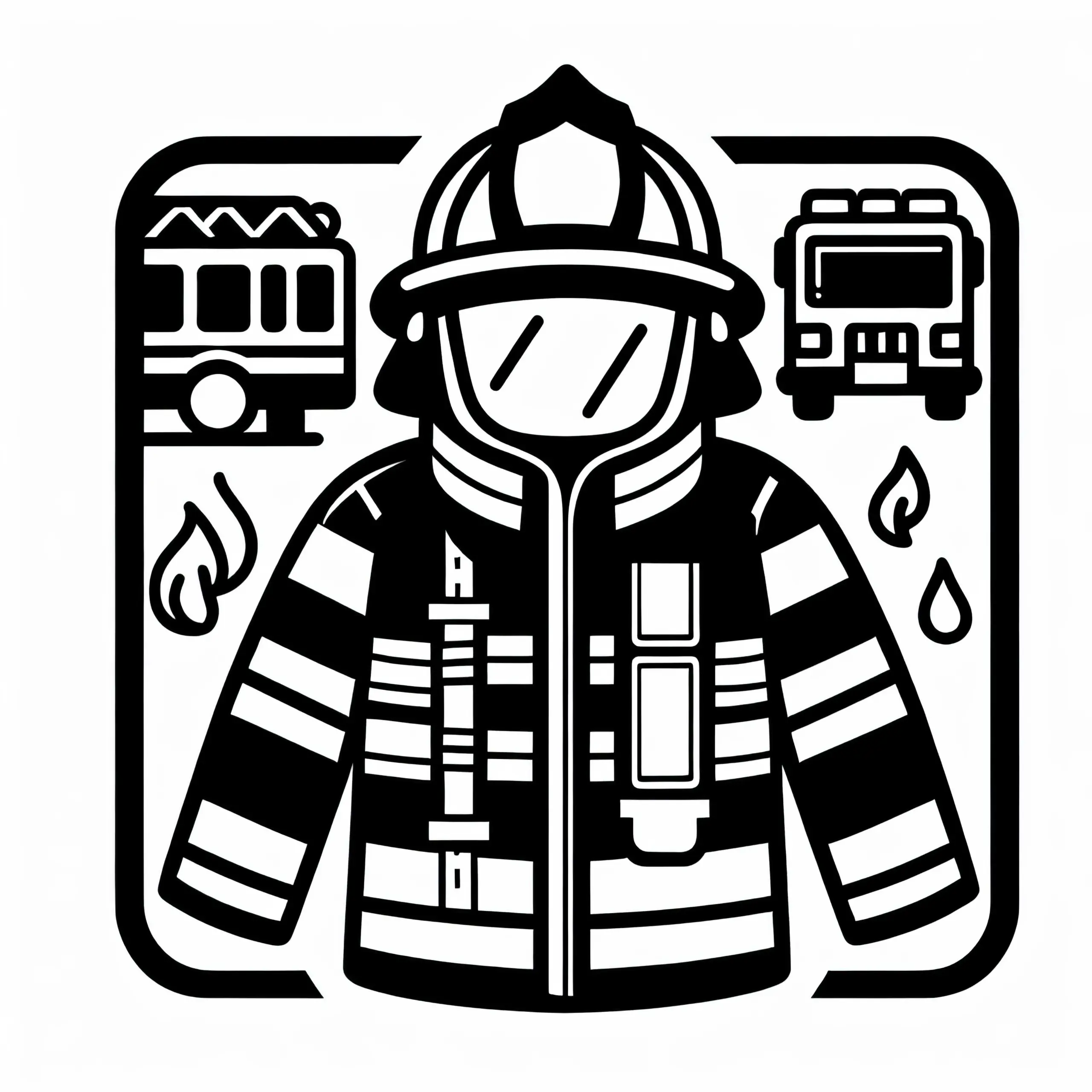 Schutzanzug für Feuerwehrmann als Ausmalbild – Einfach und kostenlos