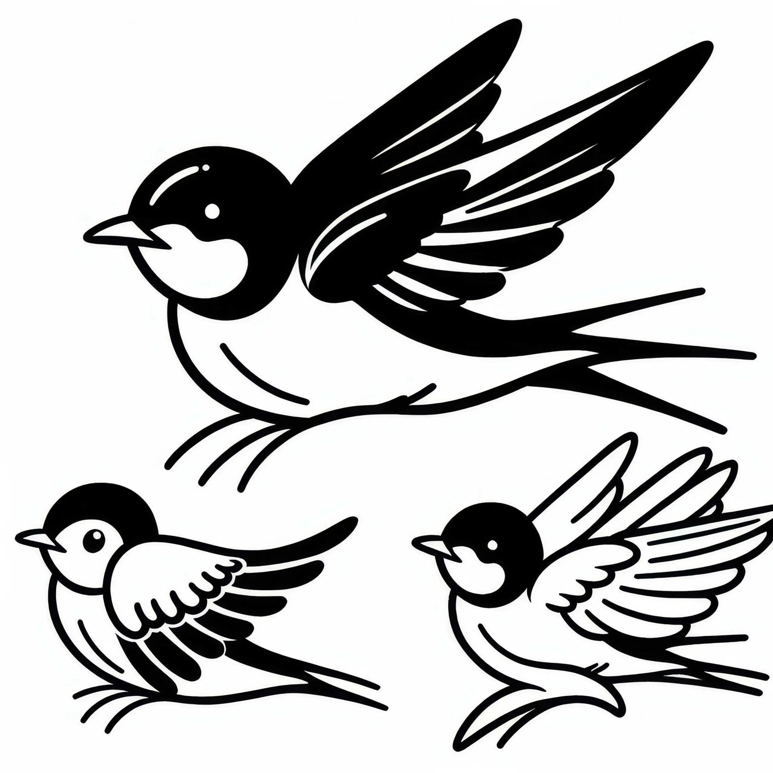 Schwalbe – Rauchschwalbe – Vogel in Europa – Ausmalbild kostenlos