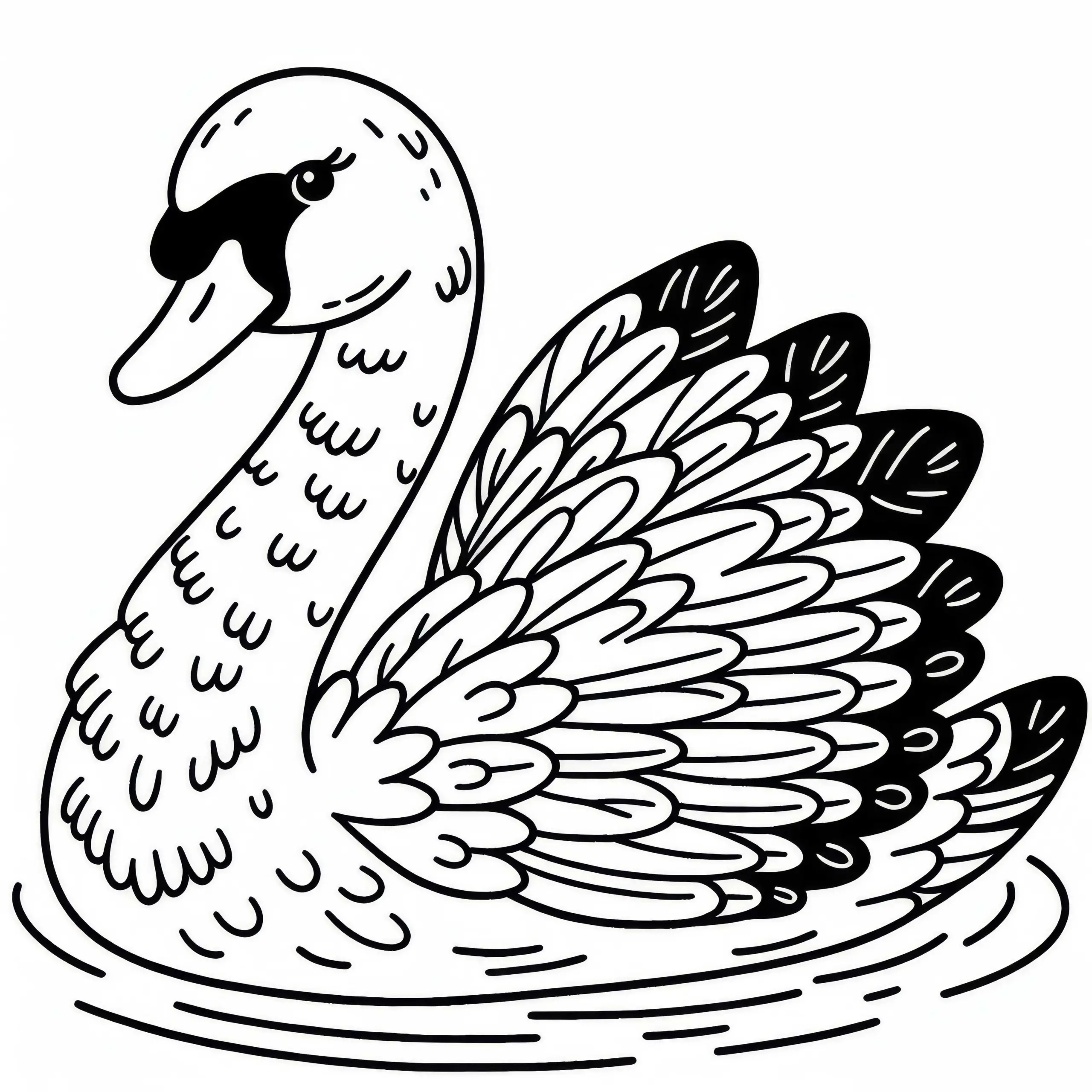 Ausmalbild eines Höckerschwans – Kostenloses Malvergnügen für Vögel in Europa