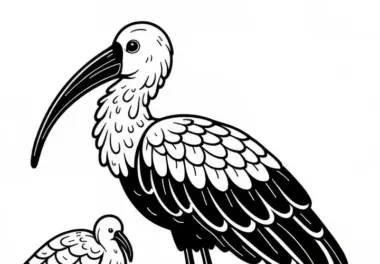 Schwarzhalsibis Vogel aus Asien Ausmalbild kostenlos