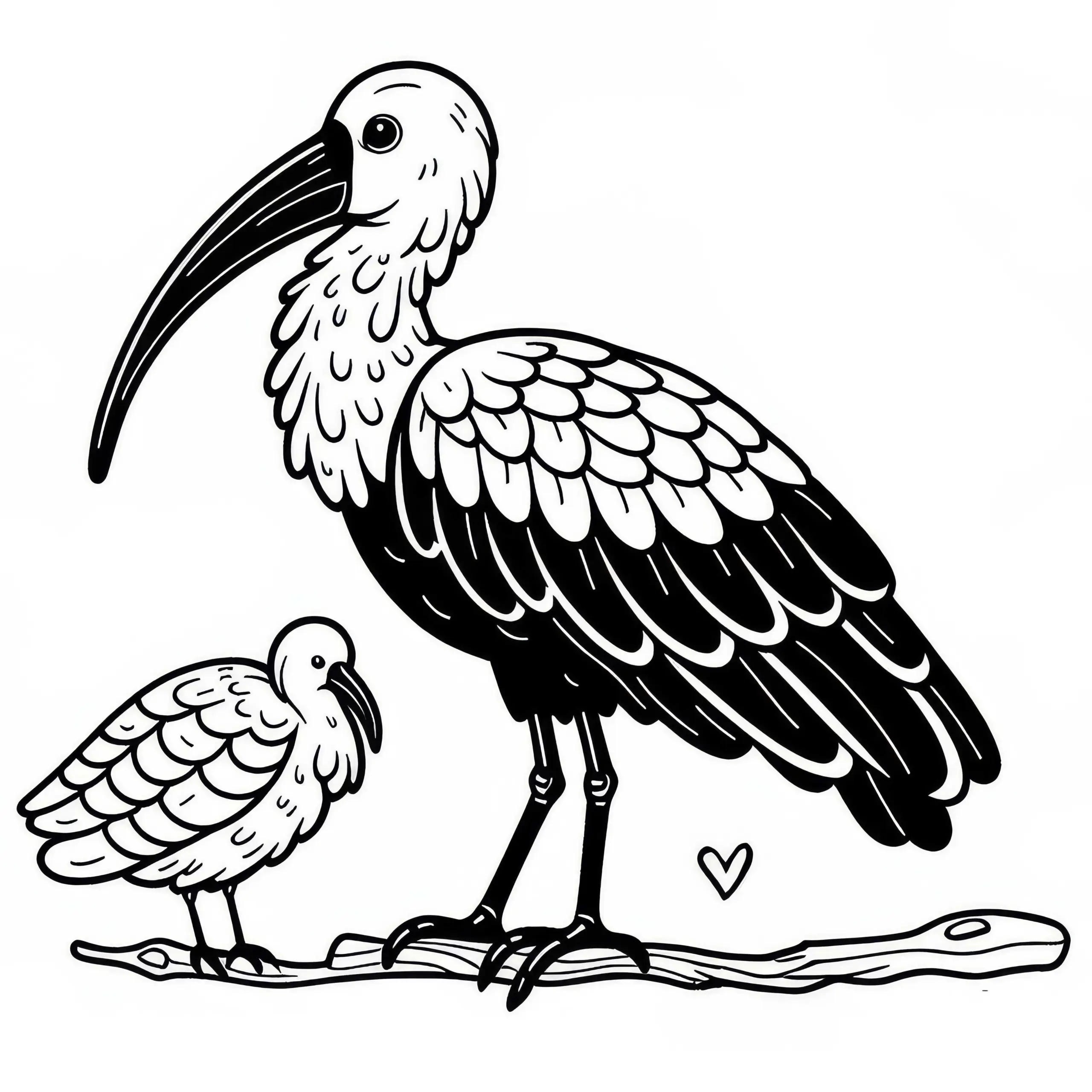 Schwarzhalsibis Vogel aus Asien Ausmalbild kostenlos