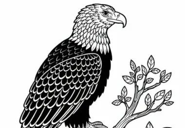 Schwarzkopfadler – Black and Chestnut Eagle – Vogel aus Südamerika – Ausmalbild kostenlos
