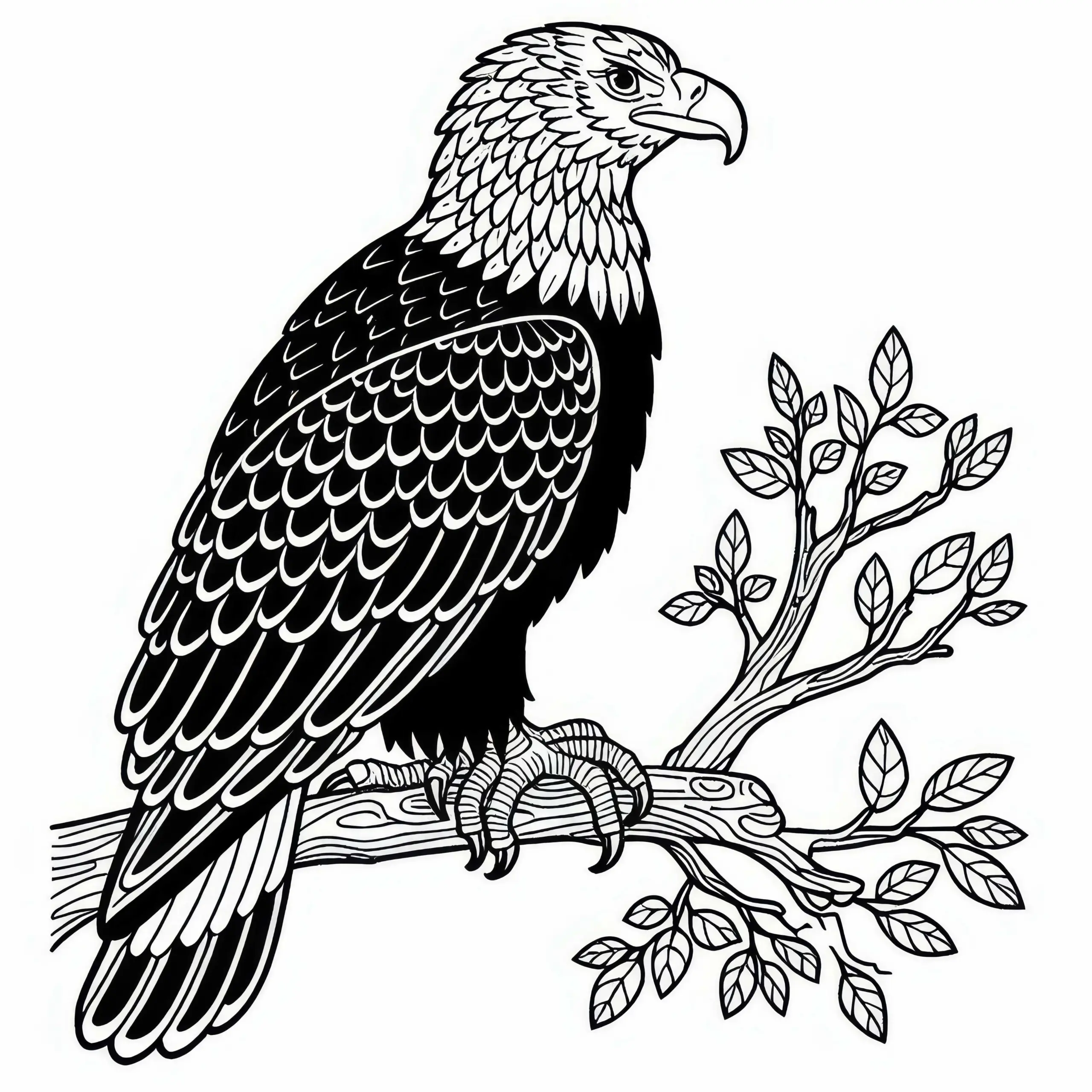 Schwarzkopfadler – Black and Chestnut Eagle – Vogel aus Südamerika – Ausmalbild kostenlos