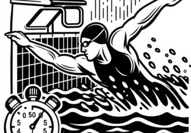 Schwimmer erreicht Wand des Schwimmbeckens – Malvorlage kostenlos