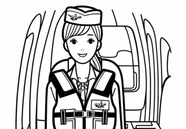 Schwimmweste für Sicherheitsdemonstrationen im Flugzeug – Ausmalbild kostenlos