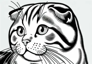 Ausmalbild einer Katze im Scottish-Fold-Stil kostenlos herunterladen