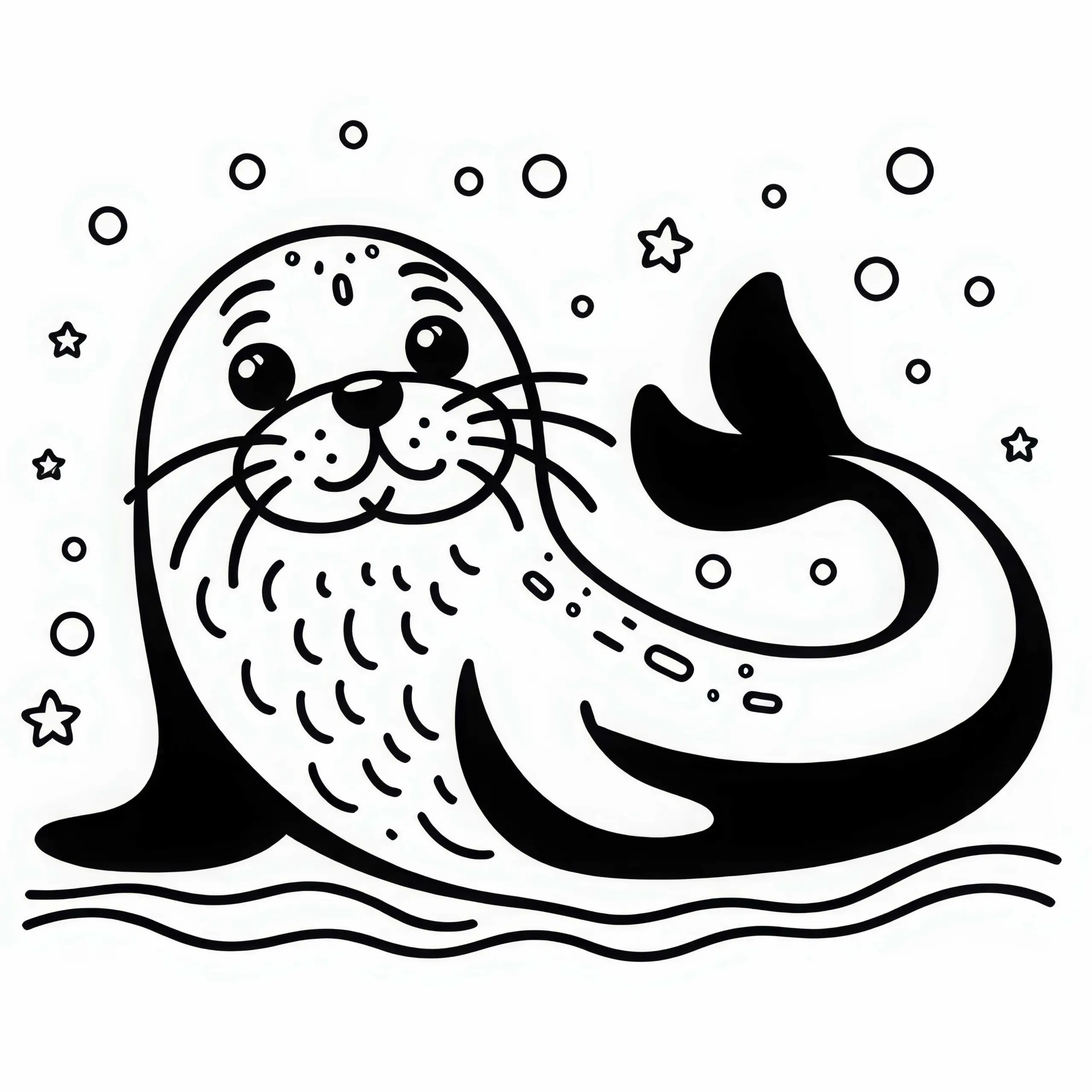 Seelöwe Malvorlage Einfach Gratis (Ausmalbild)