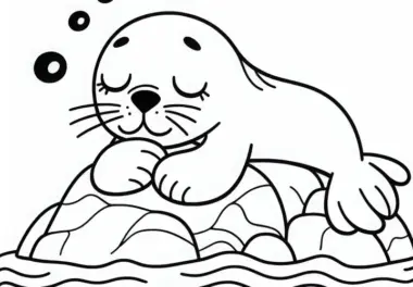 Seelöwe ruht sich auf Felsen aus – Malvorlage einfach kostenlos