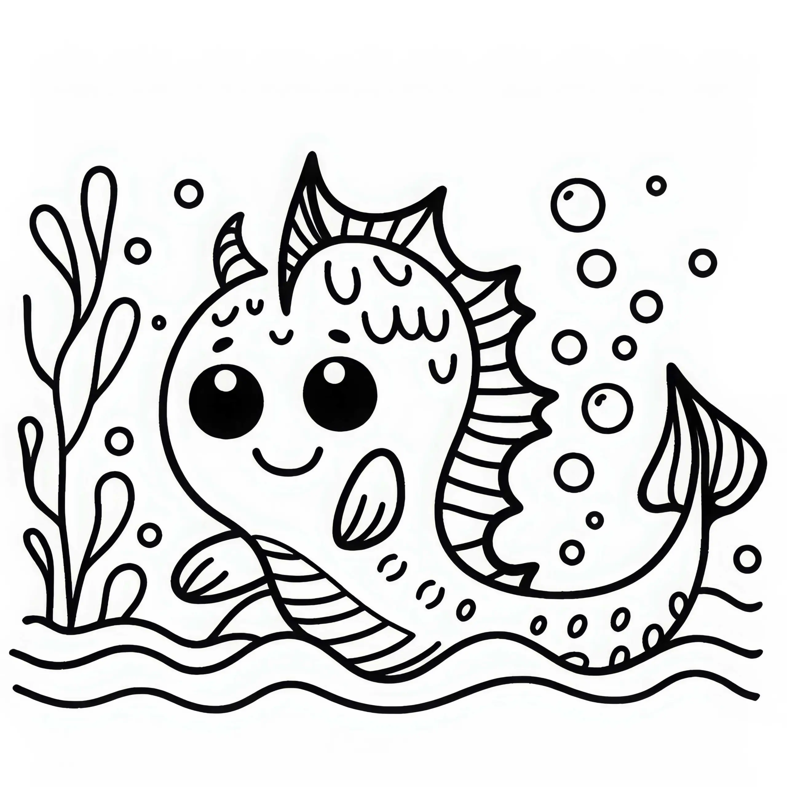 Seemonster Malvorlage Einfach Kostenlos (Ausmalbild)