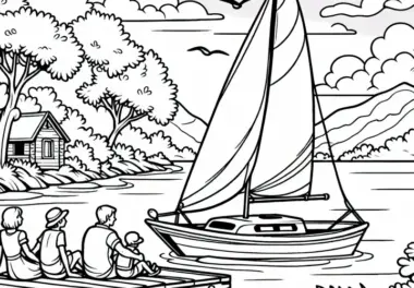 Segelschiff auf See – Malvorlage gratis