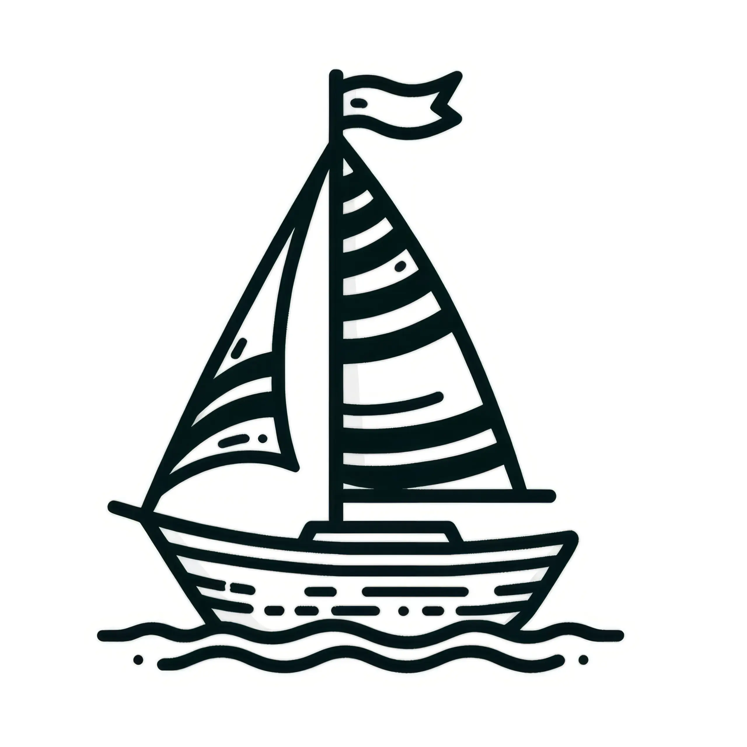 Segelschiff: Einfaches Ausmalbild für Kleinkinder (Gratis)