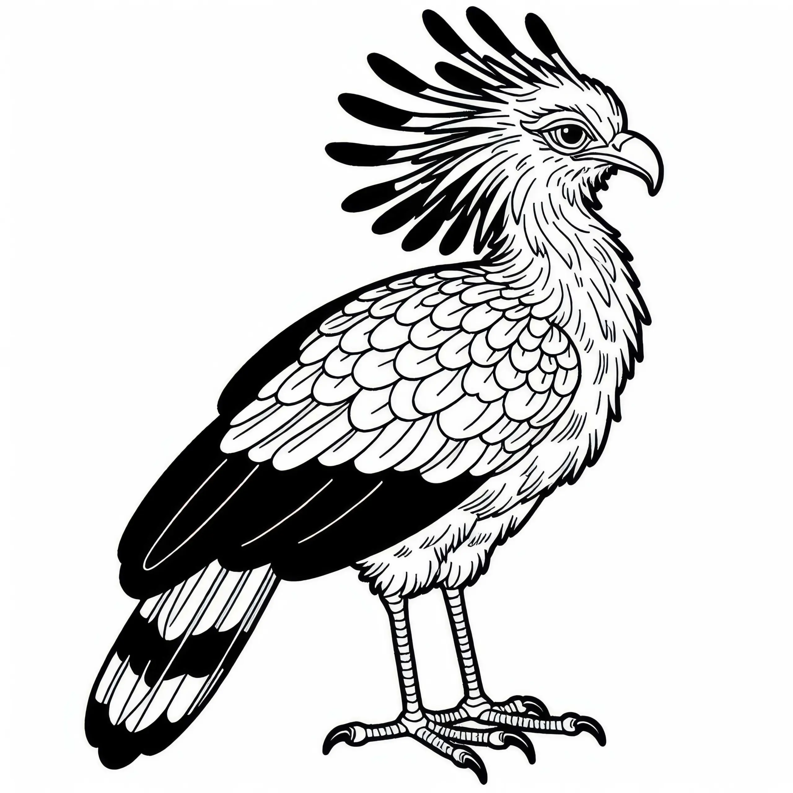 Sekretärvogel in Afrika – Ausmalbild gratis herunterladen