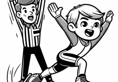 Shorttrack Schiedsrichter signalisiert Disqualifikation nach Rennen – Malvorlage gratis