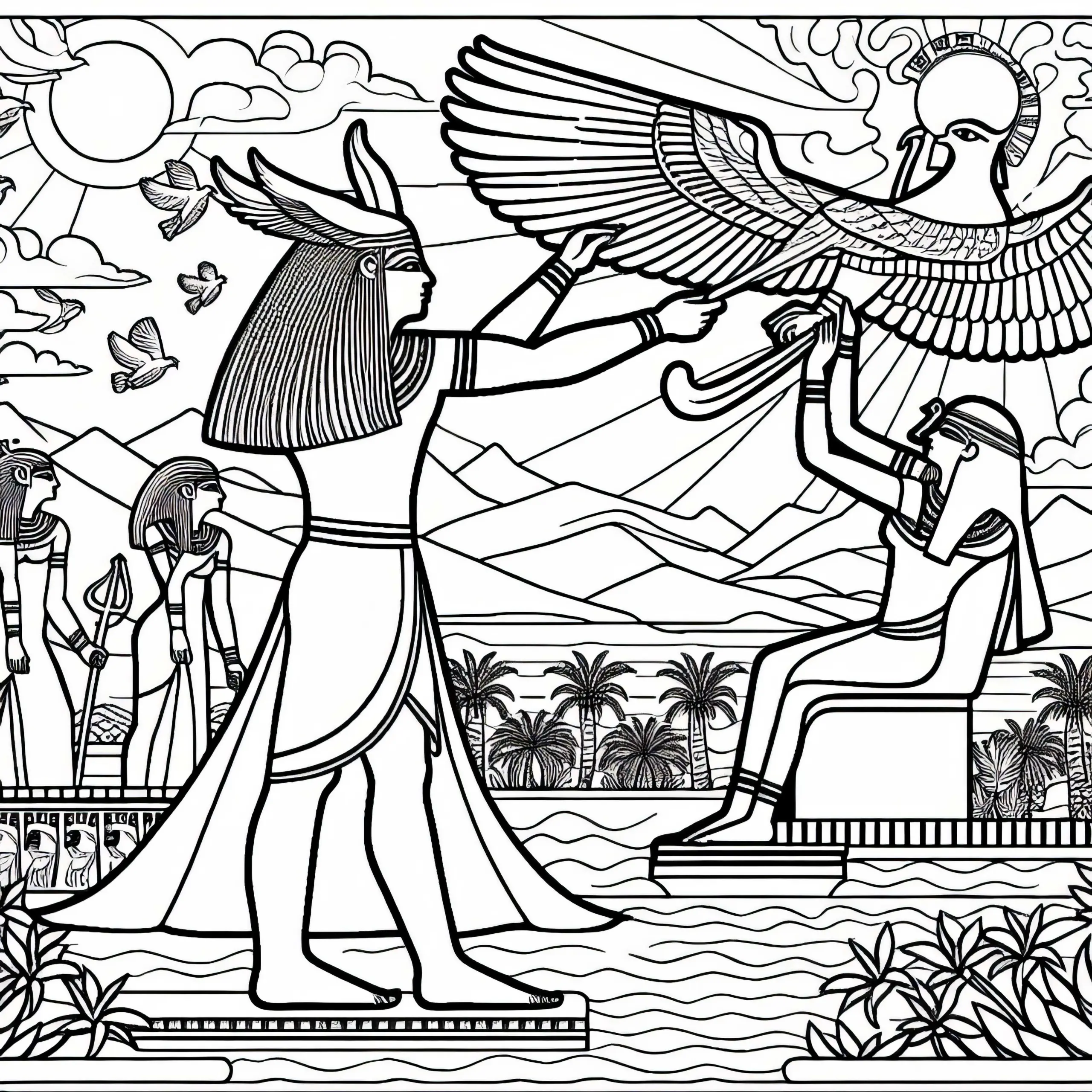 Shu – Der Luftgott aus dem Ausmalbild der ägyptischen Mythologie kostenlos herunterladen