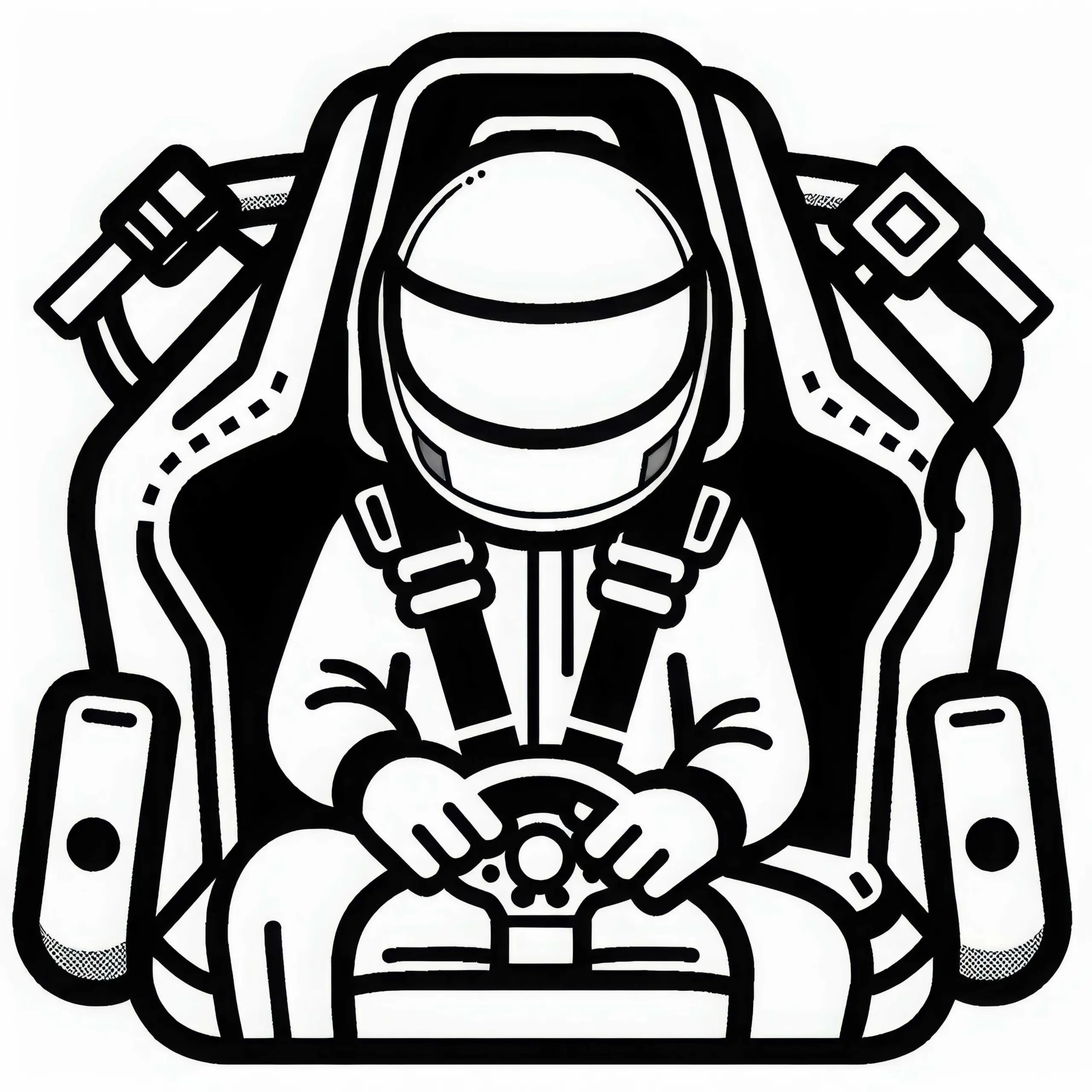 Ausmalvorlage für Sicherheitsgurt und Sitz im Cockpit eines Rennwagens (Ausmalbild)