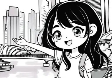 Singapur Marina Bay Sands Gebäude – Ausmalbild Gratis