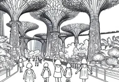 Singapur Supertree Grove Ausmalbild Gratis