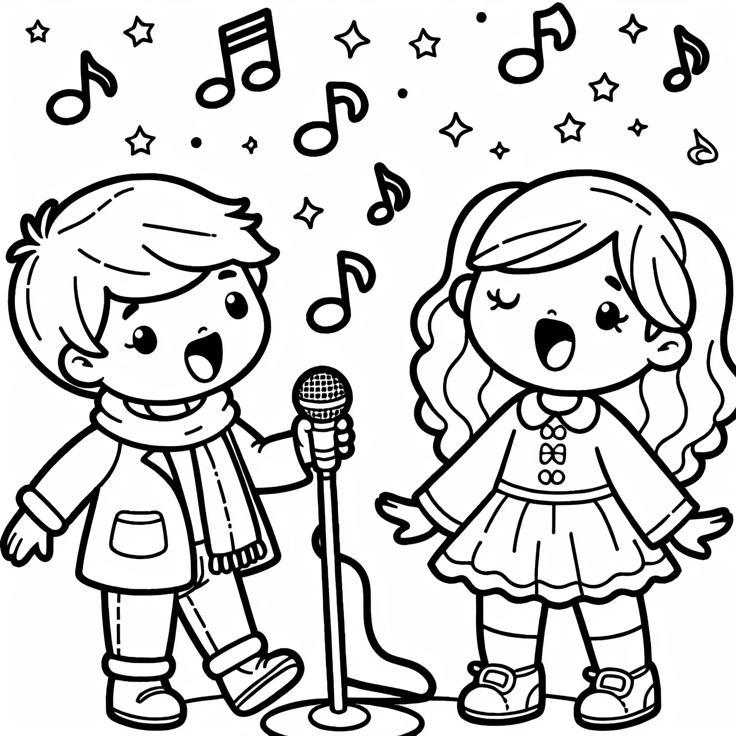 Singen Malvorlage für dein musikalisches Hobby – Gratis Download (Ausmalbild)
