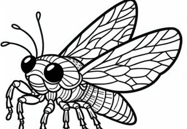 Singzikade schwirrt durch die Luft – Ausmalbild kostenlos