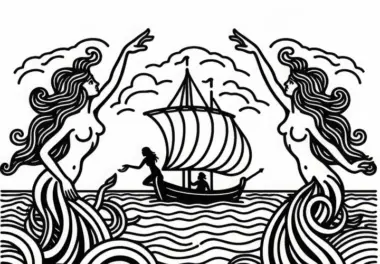 Sirenen tauchen aus dem Wasser – Ausmalbild kostenlos