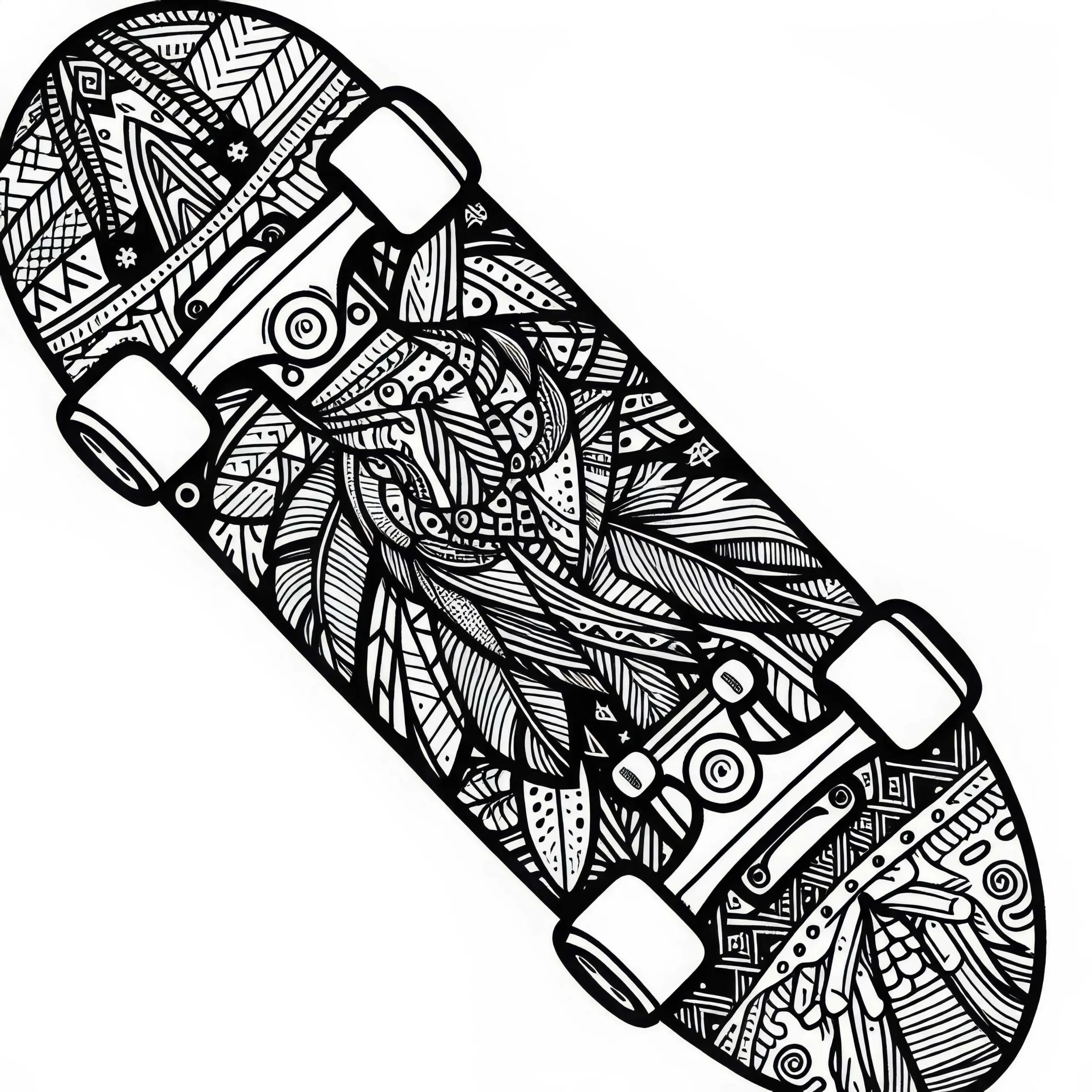 Skateboard Ausmalbild für Jungs ab neun kostenlos