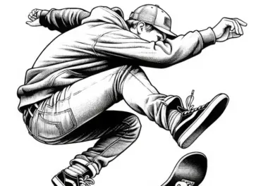 Skater führt Kickflip aus – Detailreiches Ausmalbild gratis