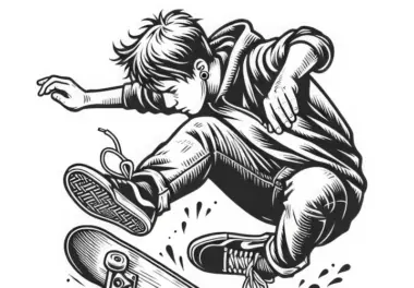 Skater führt Kickflip aus – Ausmalbild kostenlos