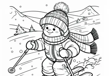 Skifahren Malvorlage kostenlos für dein Hobby