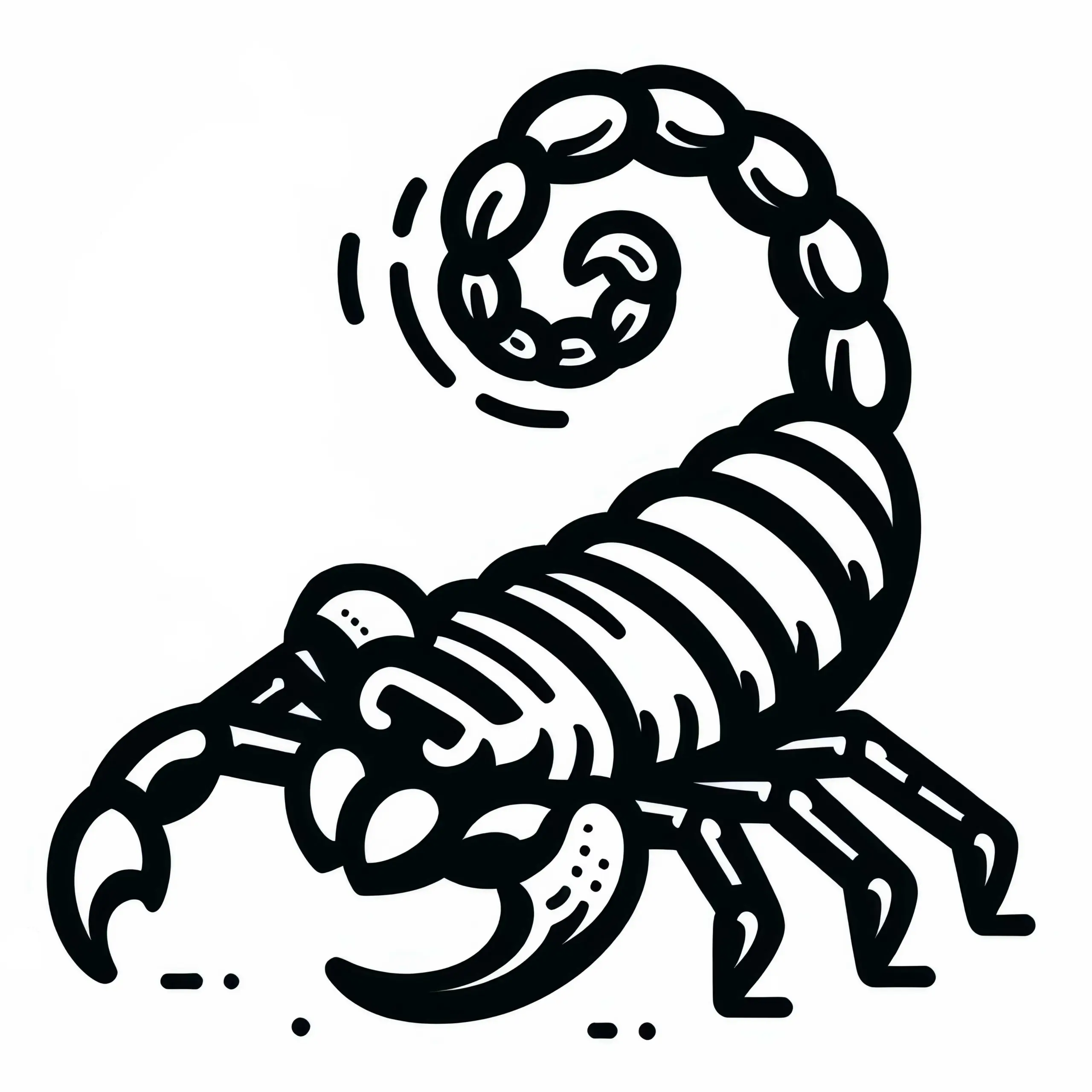 Skorpion in Verteidigungshaltung: Einfache Malvorlage (Gratis) (Ausmalbild)