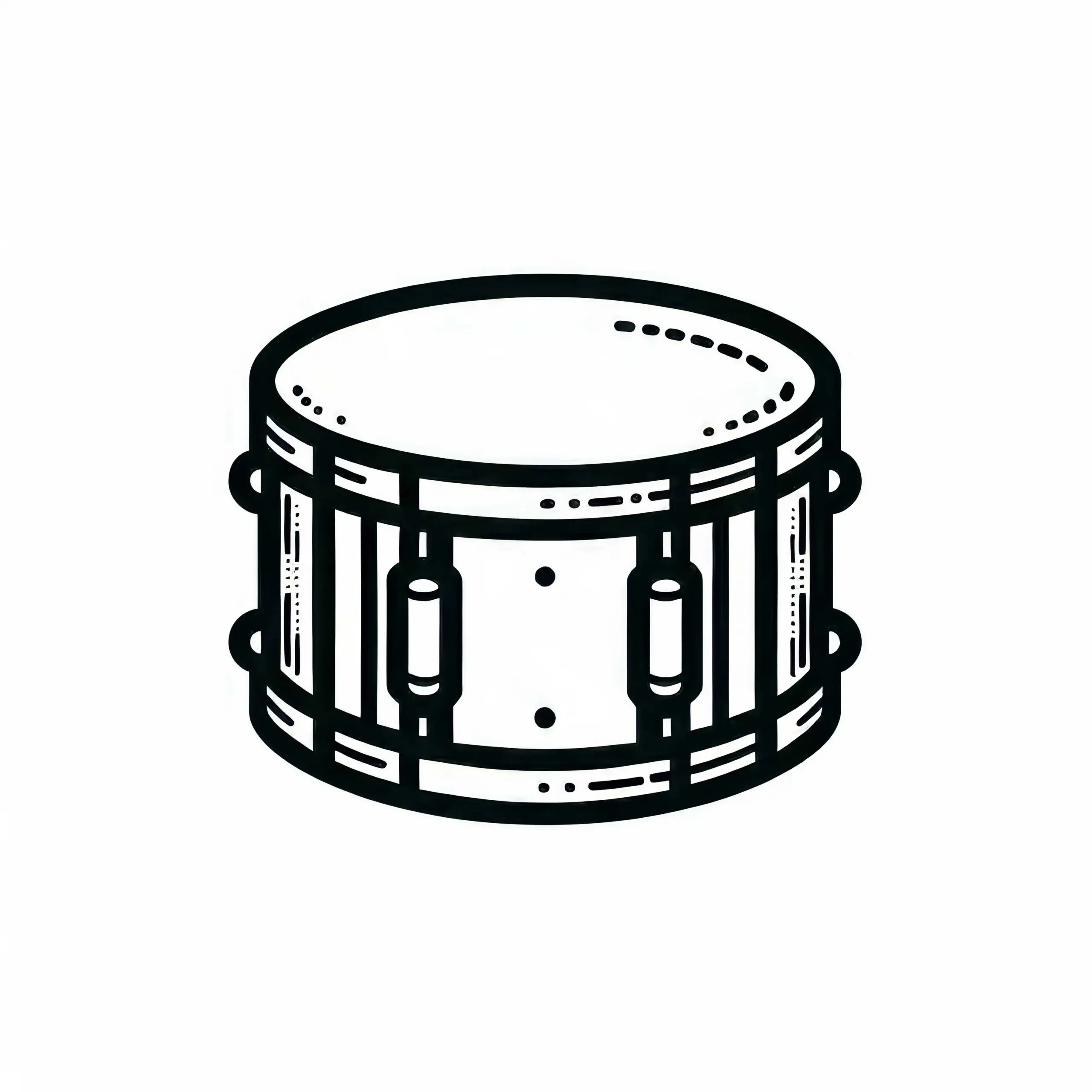 Snare Drum Malvorlage – Kostenloses Ausmalbild für Schlaginstrumente