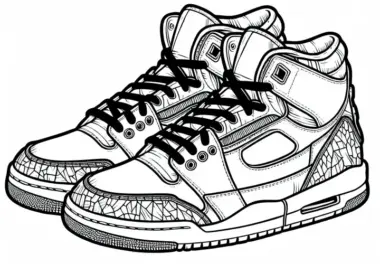 Ausmalbild Sneaker – kostenlose Malvorlage für Kleidung