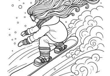 Snowboarden Ausmalbild für dein Hobby kostenlos herunterladen