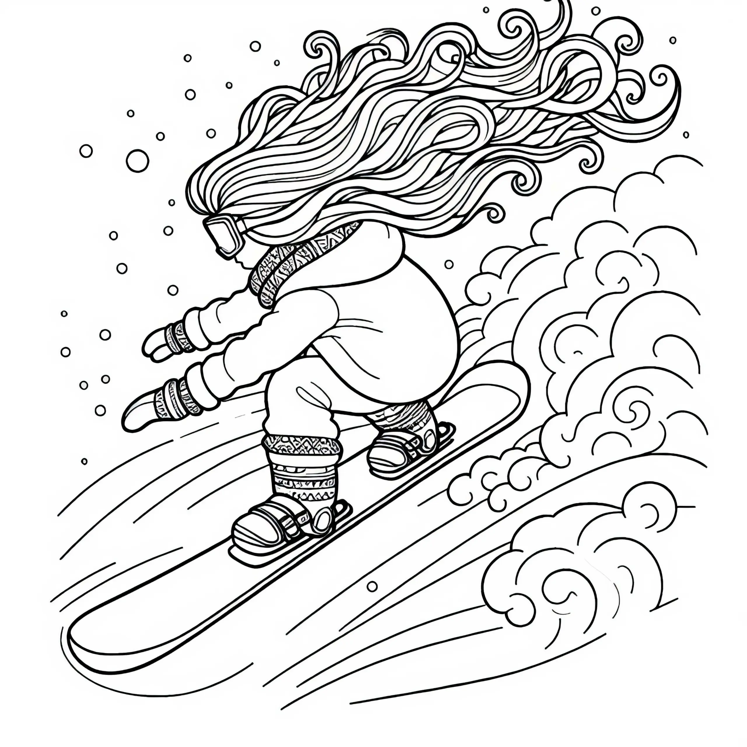 Snowboarden Ausmalbild für dein Hobby kostenlos herunterladen
