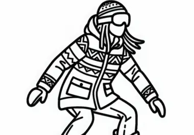 Snowboarderin Malvorlage kostenlos zum Download