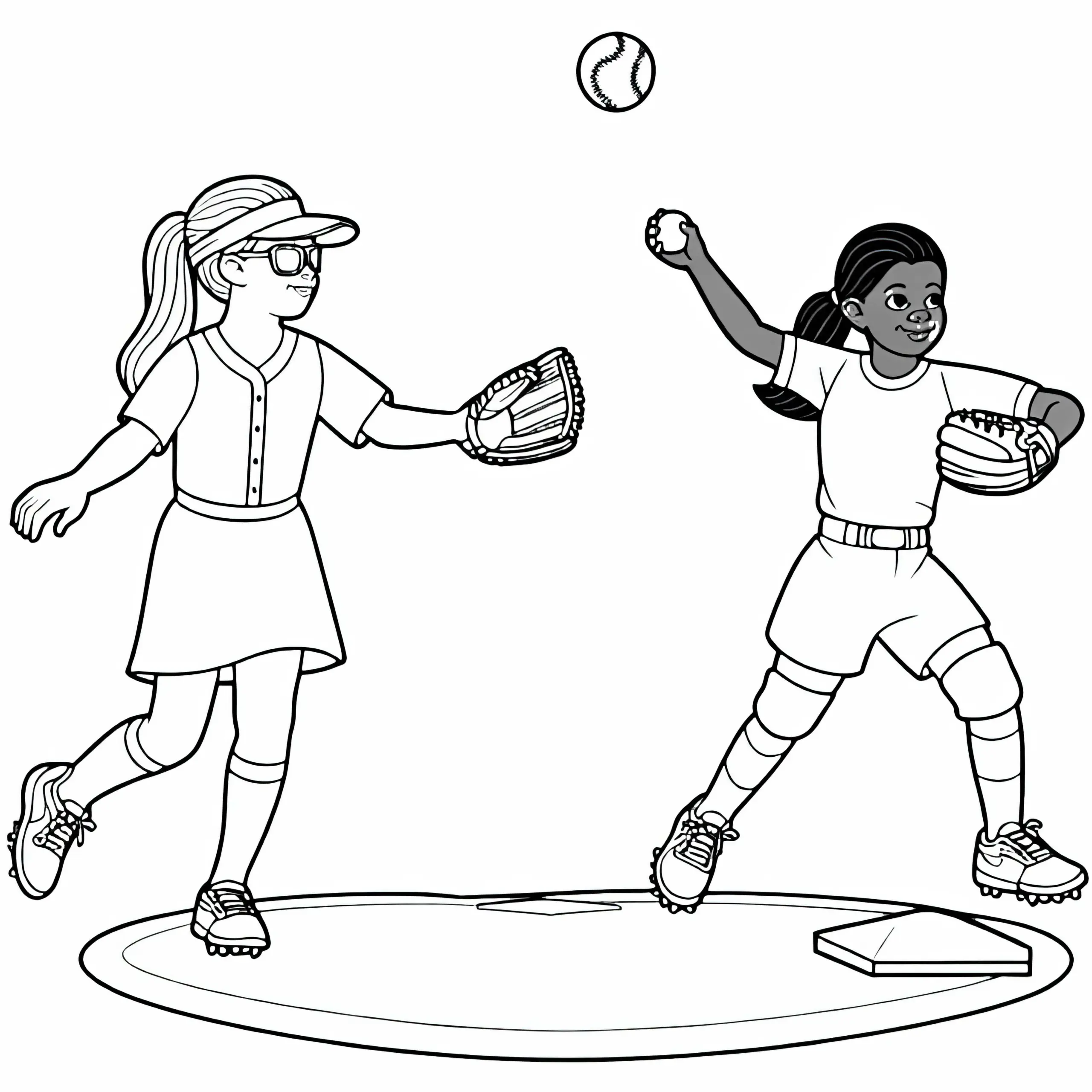 Softballspielerinnen Ausmalbild Kostenlos