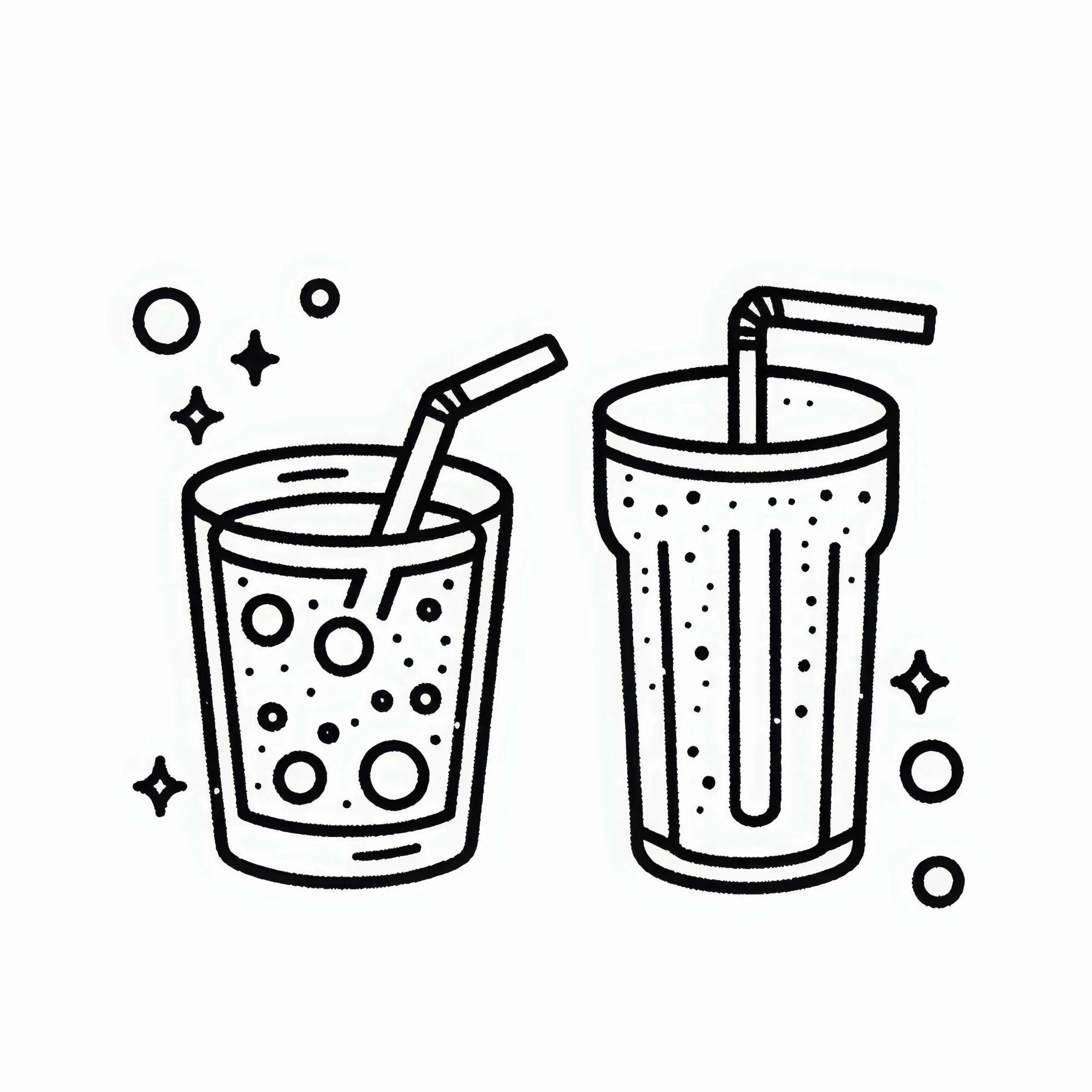 Softdrinks als Getränk zum Essen – Malvorlage Kostenlos (Ausmalbild)