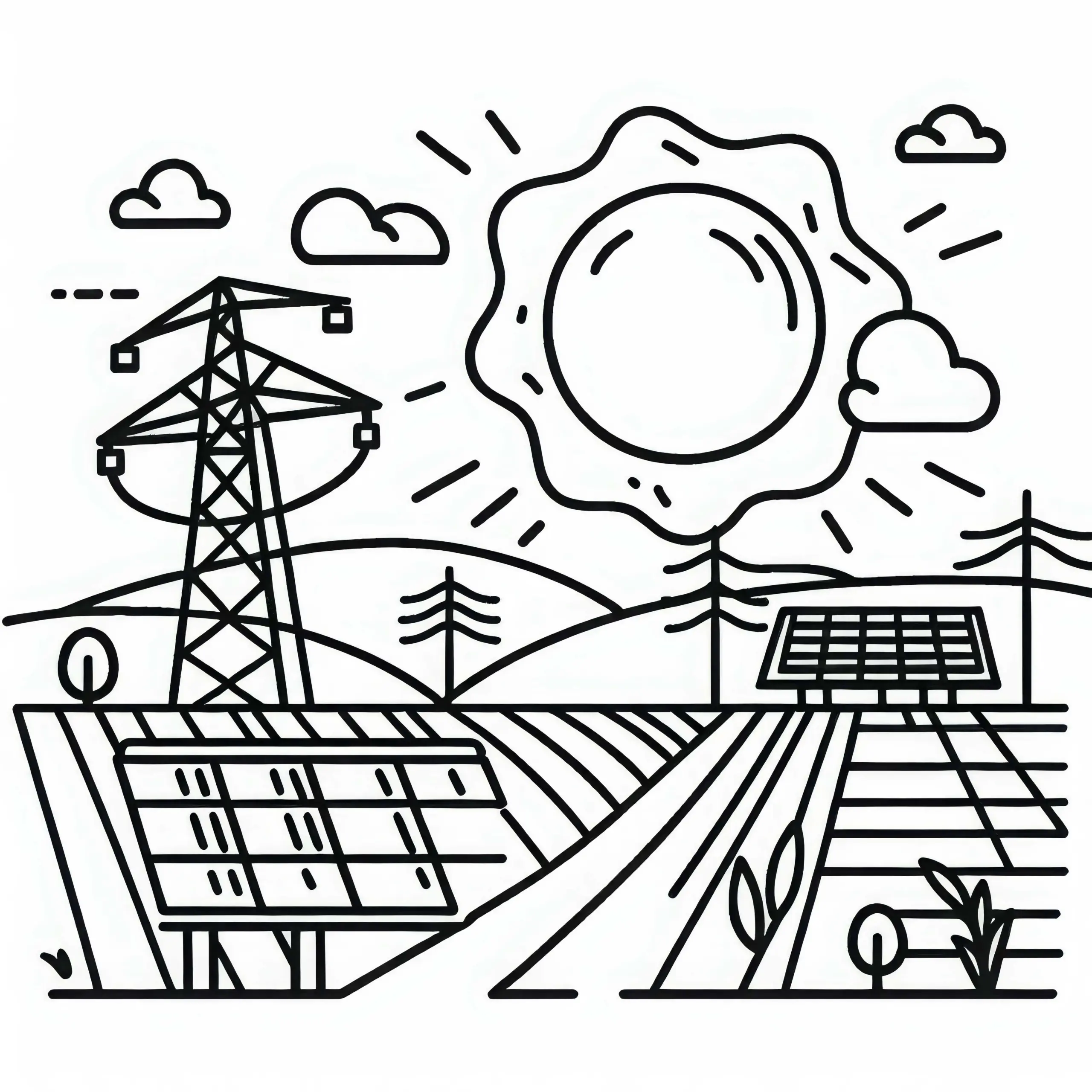 Solarkraftwerk Malvorlage Kostenlos (Ausmalbild)