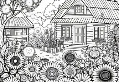 Sommerblumen im Garten Ausmalbild Kostenlos Herunterladen