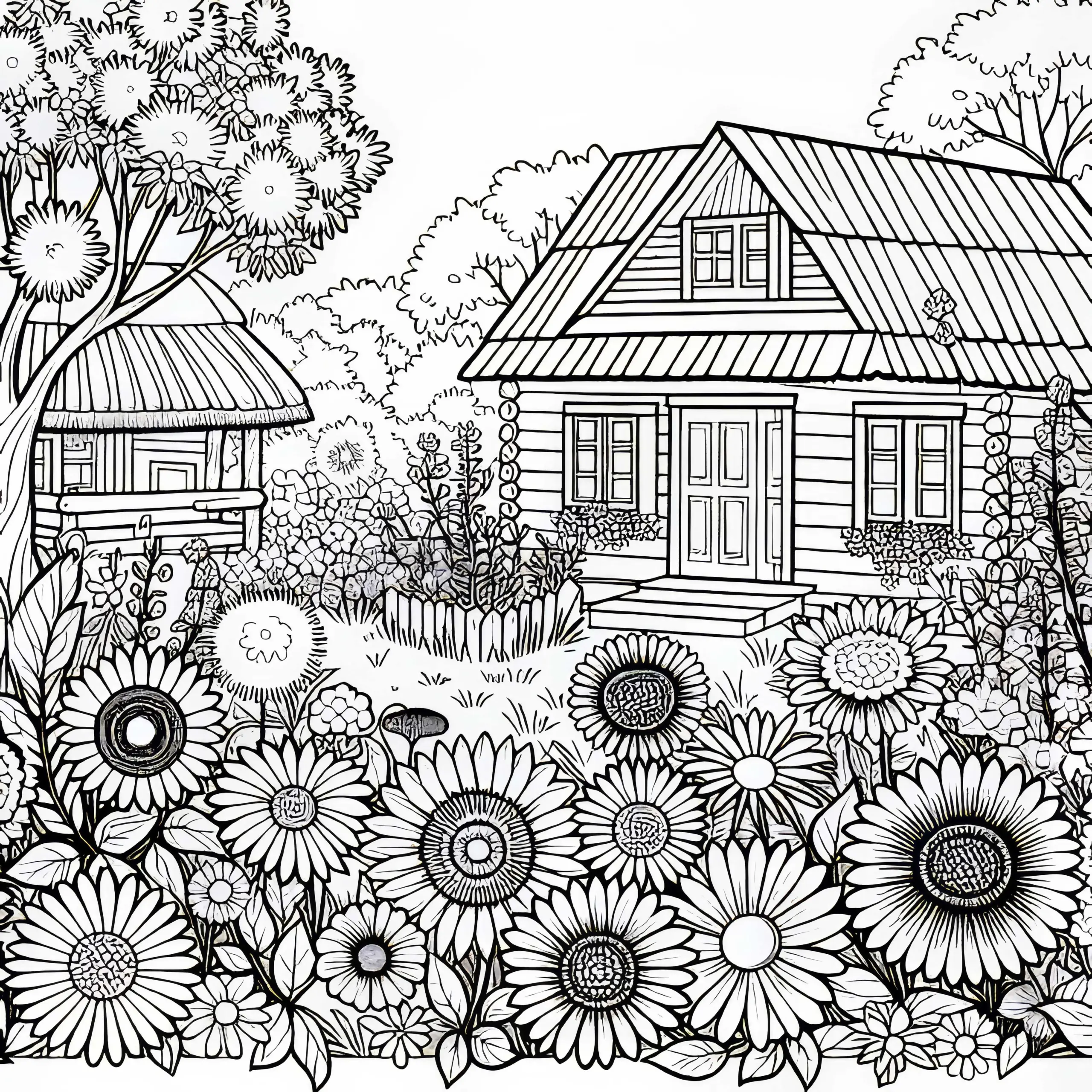 Sommerblumen im Garten Ausmalbild Kostenlos Herunterladen