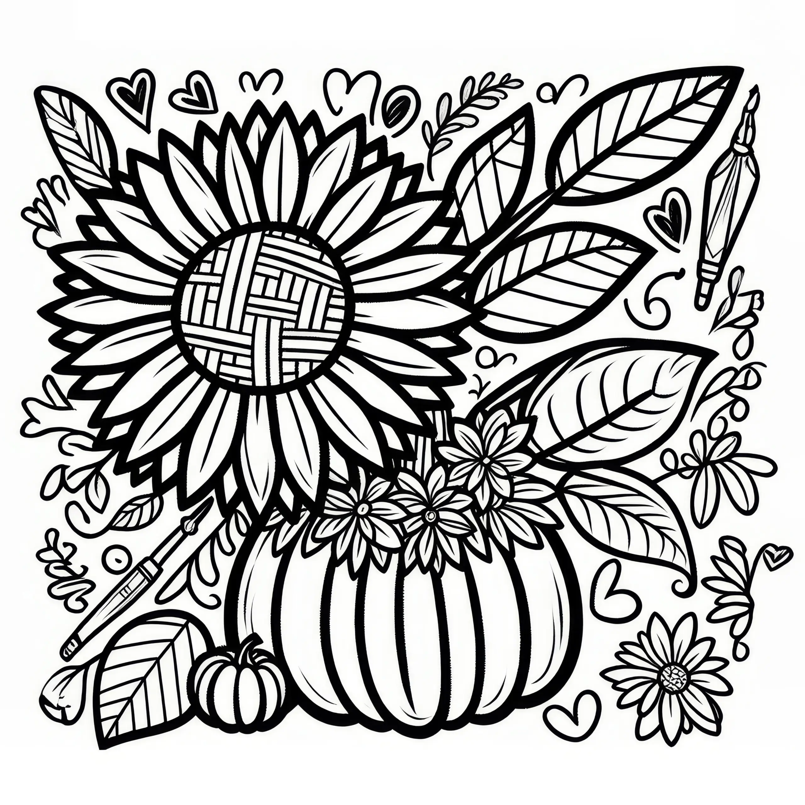 Sonnenblume zum Erntedankfest als Ausmalbild (Gratis)