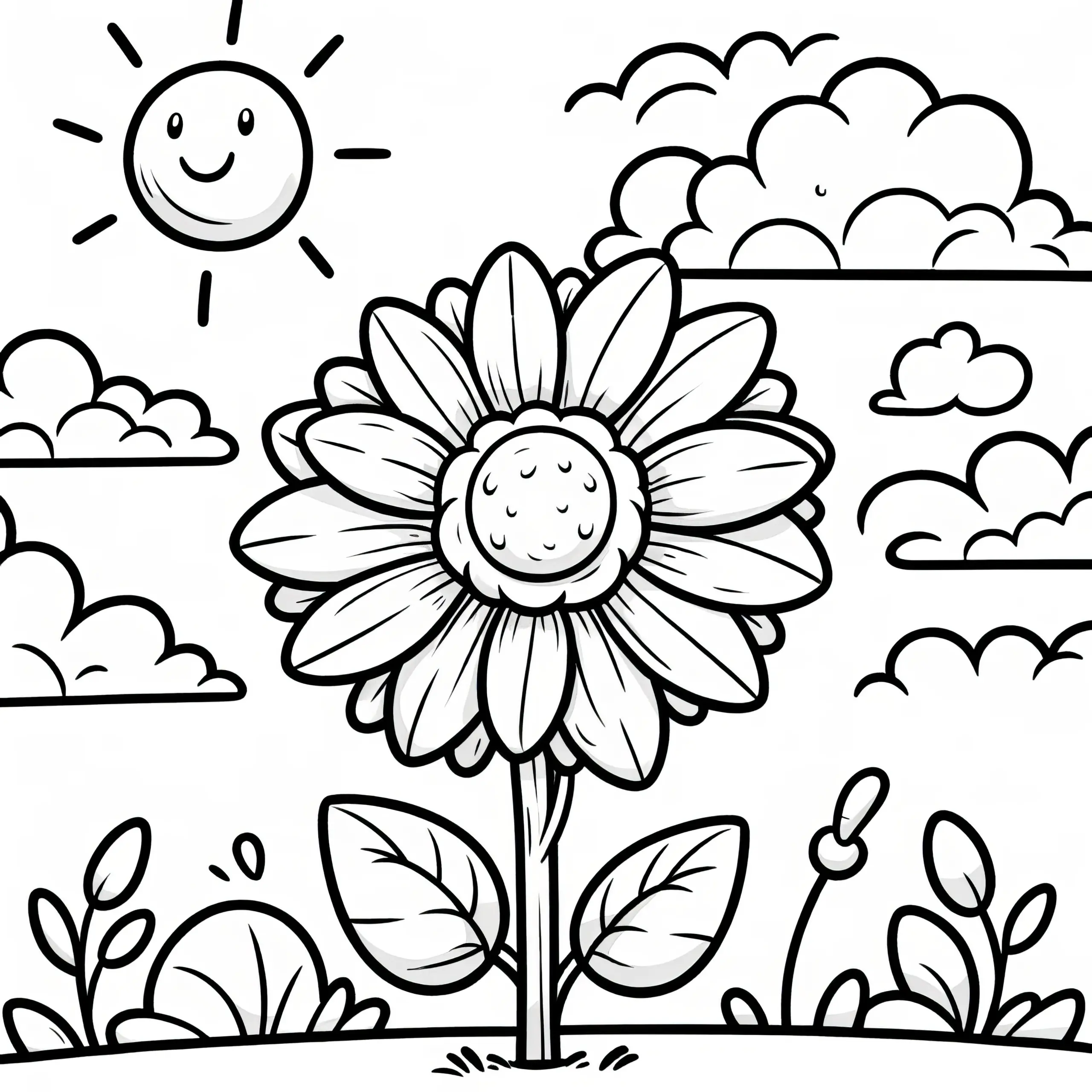 Sonnenblume Malvorlage für Kinder (Kostenlos) (Ausmalbild)