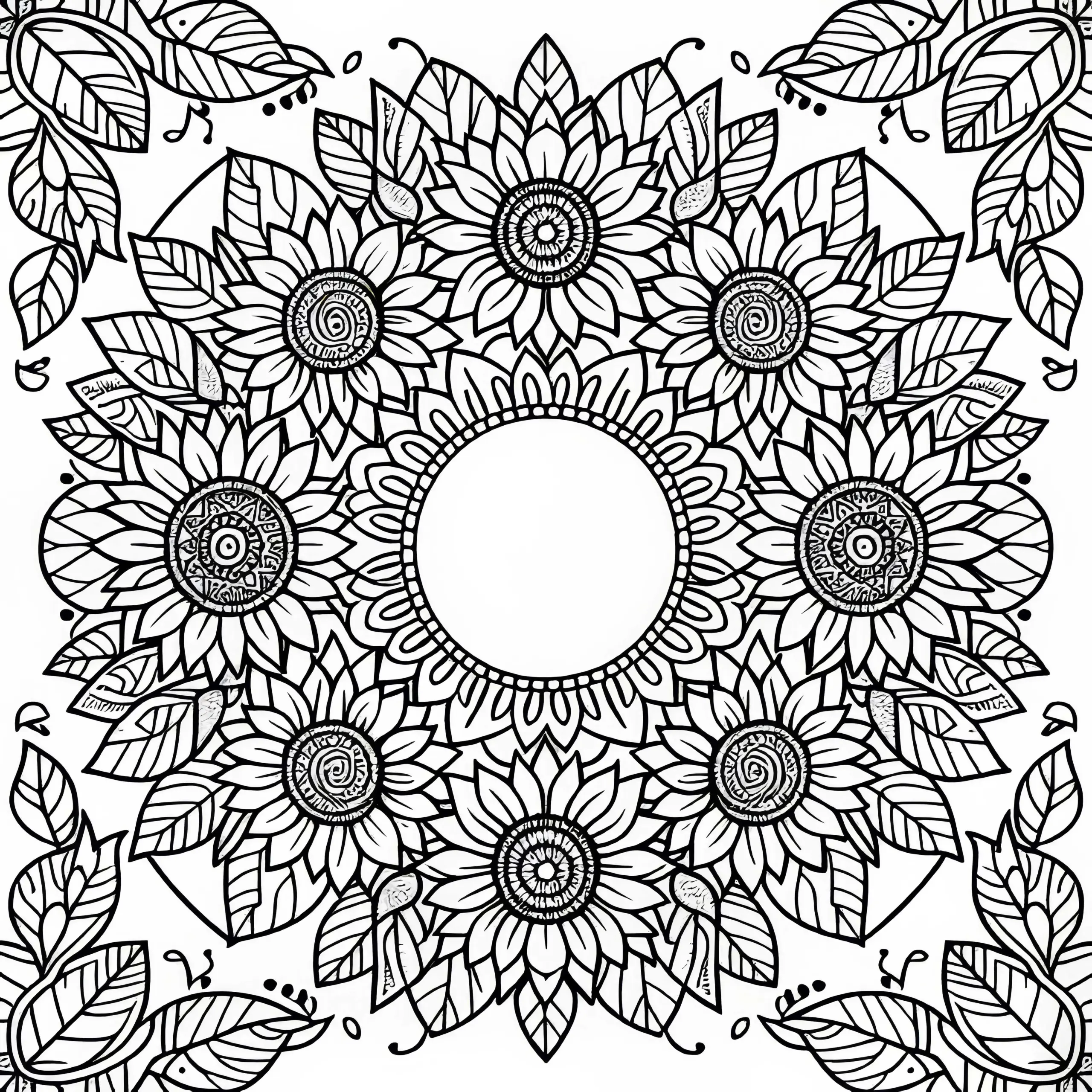 Sonnenblumen-Mandala Ausmalbild für den Sommer – Kostenlos