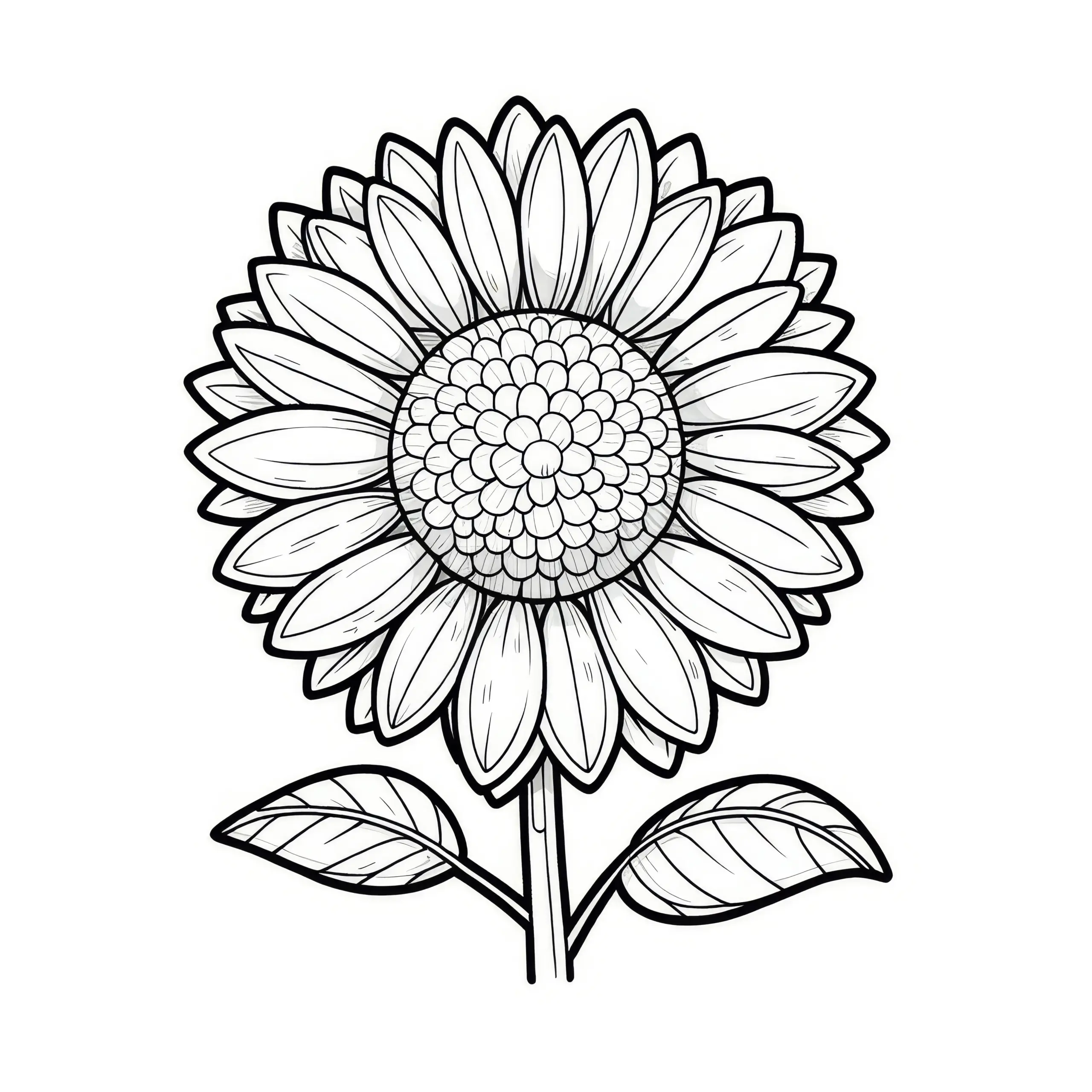 Sonnenblumenblüte Ausmalbild (Gratis)