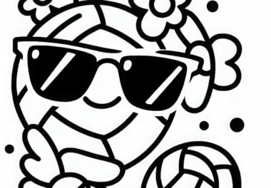 Ausmalbild einer Sonnenbrille zum Thema Beachvolleyball – Kostenloses Motiv zum Herunterladen